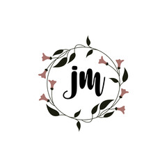JM Initial handwriting logo template vector
