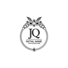 JQ Initial handwriting logo template vector
