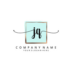 JQ Initial handwriting logo template vector
