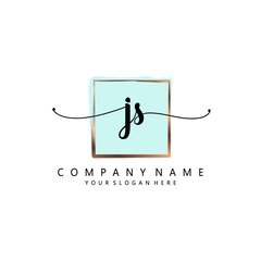 JS Initial handwriting logo template vector
