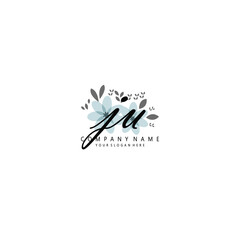 JU Initial handwriting logo template vector
