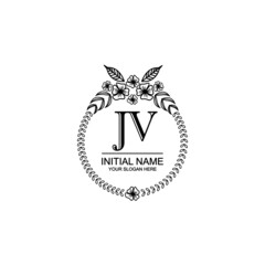 JV Initial handwriting logo template vector
