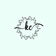 KC Initial handwriting logo template vector
