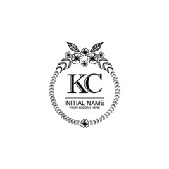 KC Initial handwriting logo template vector
