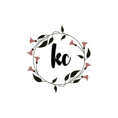 KC Initial handwriting logo template vector
