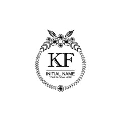 KF Initial handwriting logo template vector
