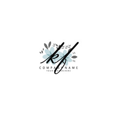 KF Initial handwriting logo template vector
