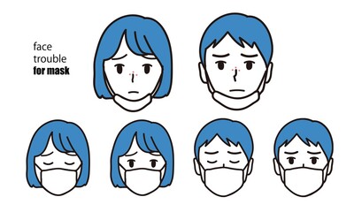 マスクの肌荒れ　男女　イラスト