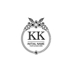 KK Initial handwriting logo template vector
