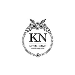 KN Initial handwriting logo template vector
