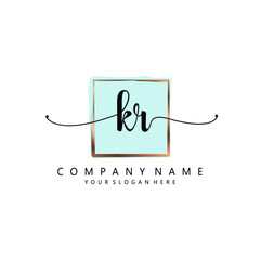 KR Initial handwriting logo template vector
