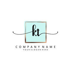 KT Initial handwriting logo template vector
