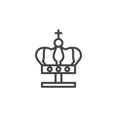 Royal crown line icon. linear style sign for mobile concept and web design. Emperor king crown outline vector icon. Symbol, logo illustration. Vector graphics