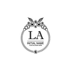 LA Initial handwriting logo template vector

