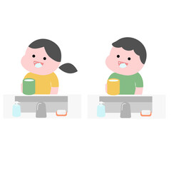 うがいをするこどもたちイラスト素材