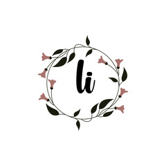 LI Initial handwriting logo template vector 