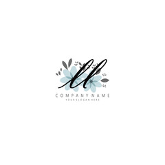 LL Initial handwriting logo template vector 