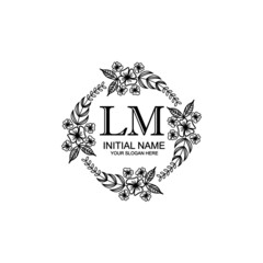 LM Initial handwriting logo template vector 
