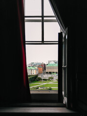 View of Stockholm through a window