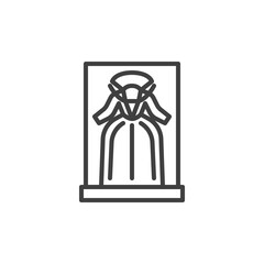 Medieval dress line icon. linear style sign for mobile concept and web design. Museum ancient dress outline vector icon. Symbol, logo illustration. Vector graphics
