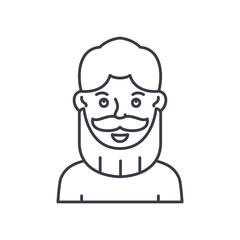Mustache icon, linear isolated illustration, thin line vector, web design sign, outline concept symbol with editable stroke on white background.