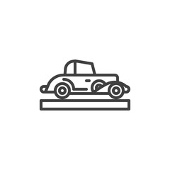 Retro car line icon. linear style sign for mobile concept and web design. Vintage Car outline vector icon. Symbol, logo illustration. Vector graphics