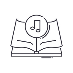 Musical note icon, linear isolated illustration, thin line vector, web design sign, outline concept symbol with editable stroke on white background.