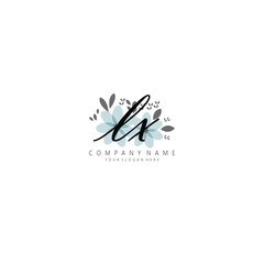 LX Initial handwriting logo template vector 
