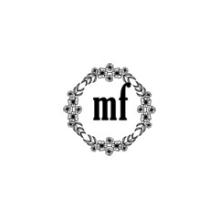 MF Initial handwriting logo template vector 