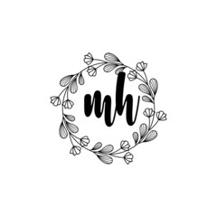 MH Initial handwriting logo template vector 