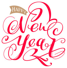 Happy new year ornate lettering text for christmas greeting card