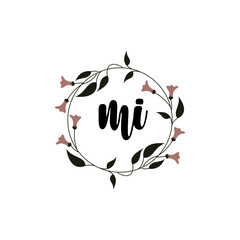 MI Initial handwriting logo template vector 