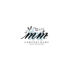 MM Initial handwriting logo template vector 