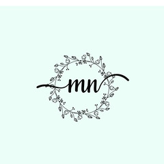 MN Initial handwriting logo template vector 