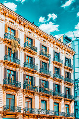 Obraz premium Beautiful historical landscape of the urban view Barcelona, Catalonia, Spain.