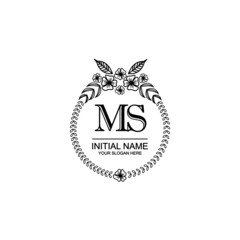 MS Initial handwriting logo template vector 