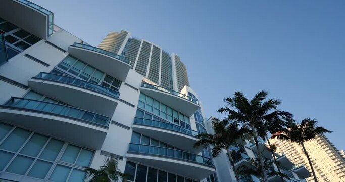 Low angle highrise buidlings Miami Brickell