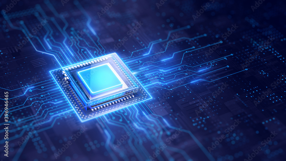 Fototapete central computer processors cpu concept - 3d rendering