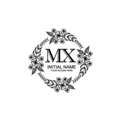 MX Initial handwriting logo template vector 