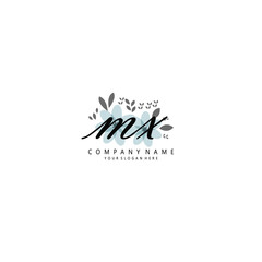 MX Initial handwriting logo template vector 