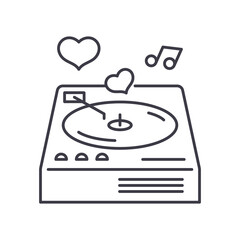 Music lover icon, linear isolated illustration, thin line vector, web design sign, outline concept symbol with editable stroke on white background.