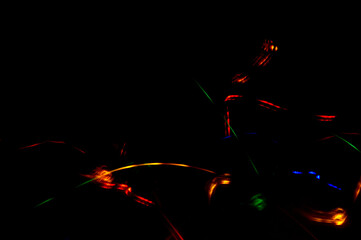christmas lights garland blurred in the dark
