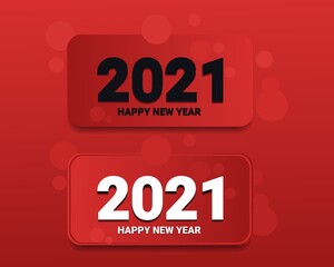 Set of happy new year 2021 design. New year  holiday celebration. Isolated on red background. Illustration vector
