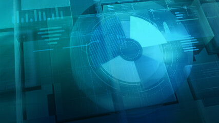 Abstract digital space filled with infographic data.