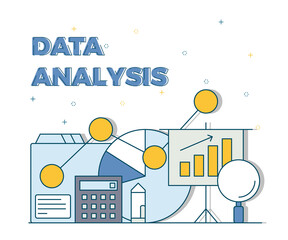 Illustration of statistics report for business and finance presentation.