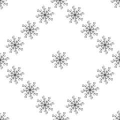 Square in gray snowflake vertikal seamless pattern