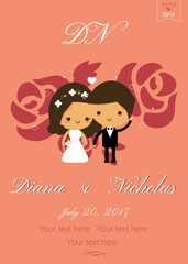 Illustration of wedding invitation card.