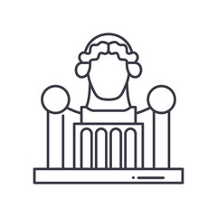 Museum location icon, linear isolated illustration, thin line vector, web design sign, outline concept symbol with editable stroke on white background.