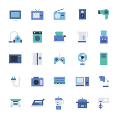 Household appliances icon set. flat design style minimal vector illustration.