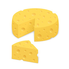 Cheese wheel. Triangular chunk  of cheese.